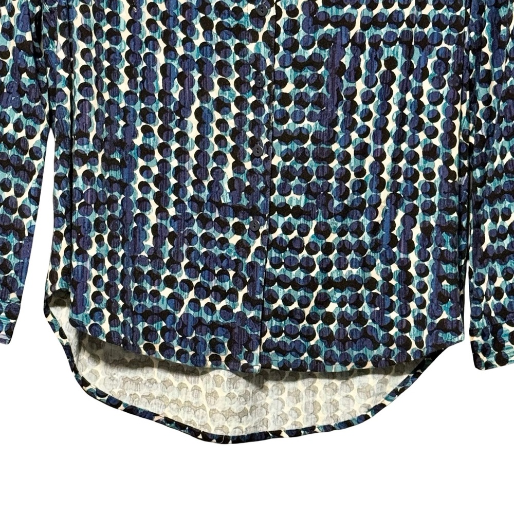 Nic + Zoe Long Good Vibes Sleeve Button Front Abstract Polka Dot Blouse Top - Picture 5 of 14